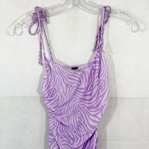 Kendall + Kylie Purple Abstract Print Mesh Ruched Dress Swim Cover Up Size Small - Picture 3 of 6